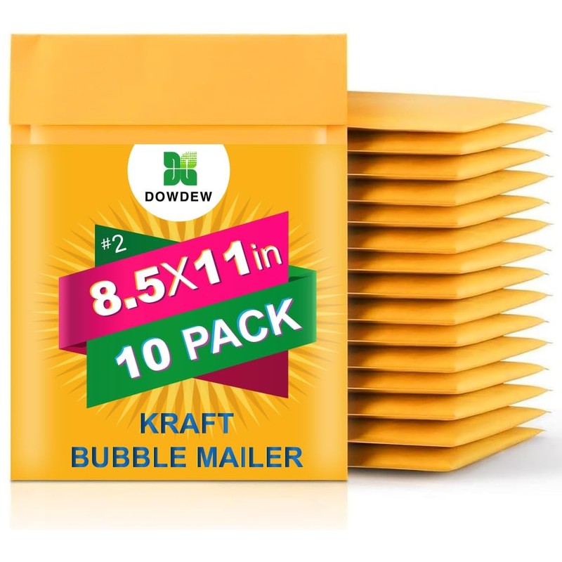 Kraft Bubble Mailers [10 Pack] Mailing Packing Envelopes #2 (8.5″ x 11″)