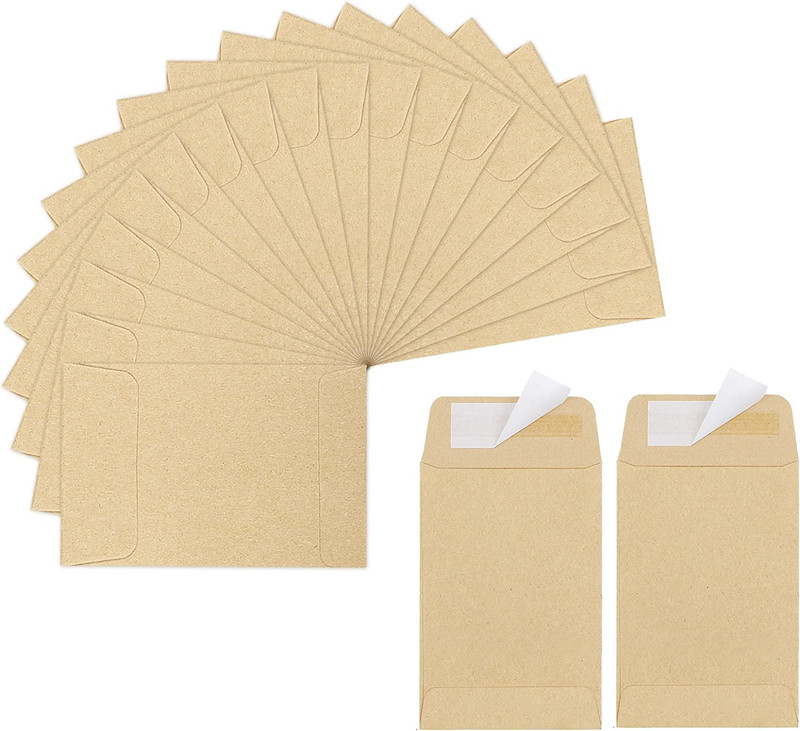 180 Pack Coin Envelopes 2.35″3.5″, Brown Kraft Small Seed Packets, Full-Flap Sea