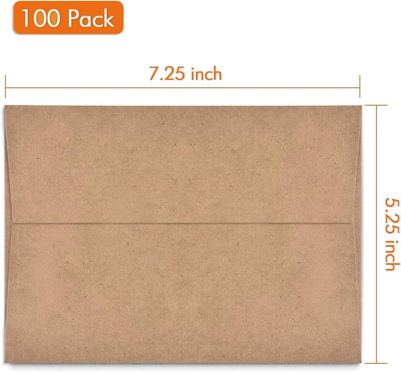 100 A7 Brown Kraft Envelopes - Self-Sealing Elegance for Weddings & Invitations gallery