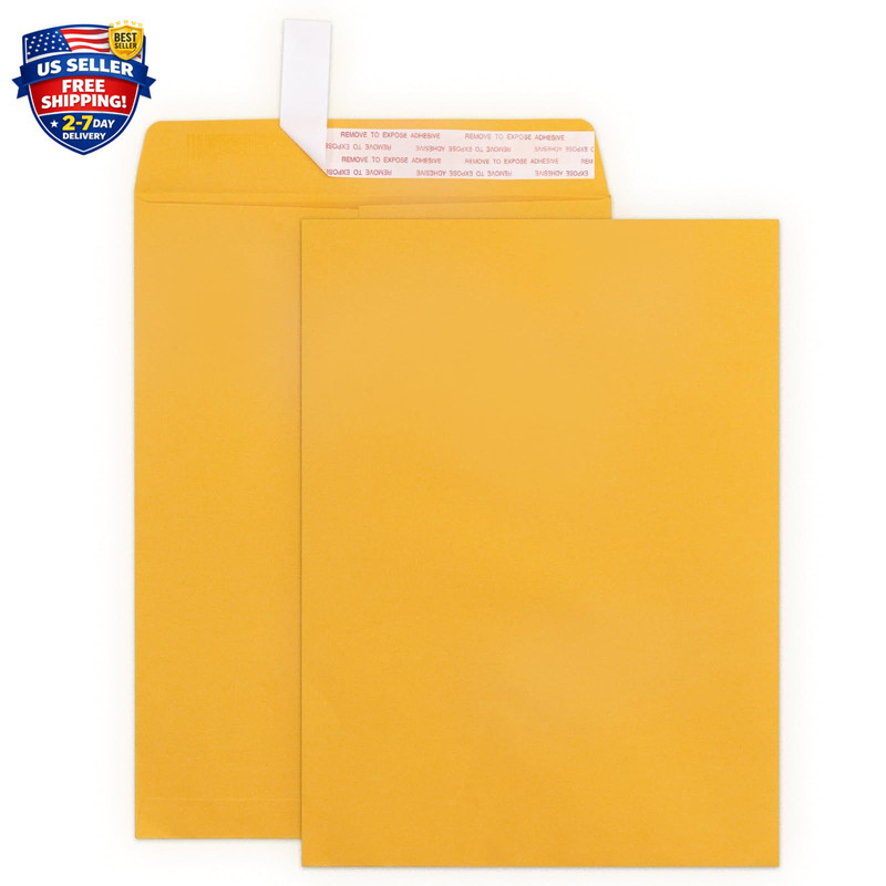 25 Pack 9X12 Manilla Envelopes Self Seal, 100 GSM Brown Kraft Large Envelopes fo