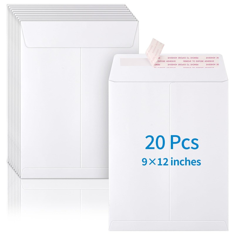 20 9″x12″ Self-Seal White Catalog Envelopes Office Organize Store