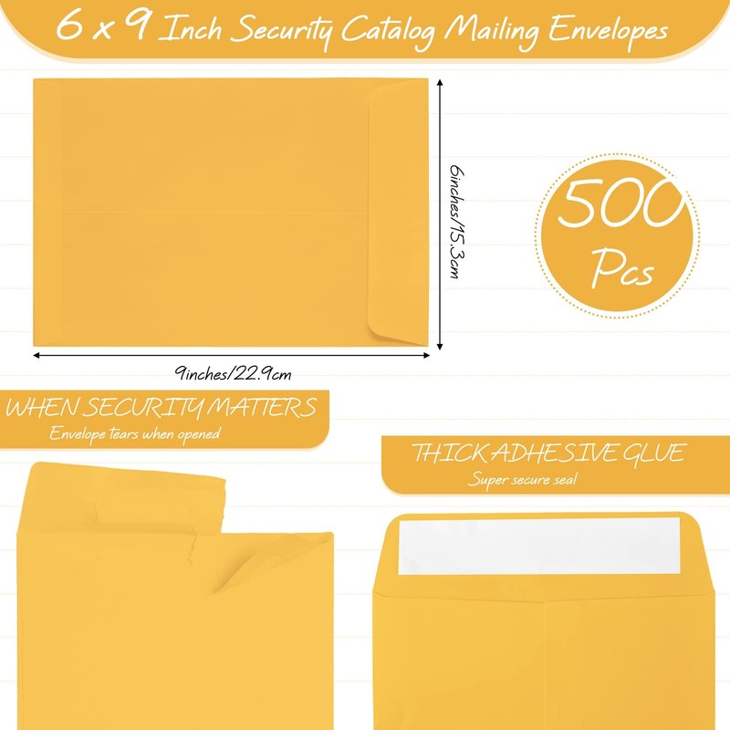 500 Counts 6 x 9 Inch Brown Envelopes Self Adhesive One Size, gallery
