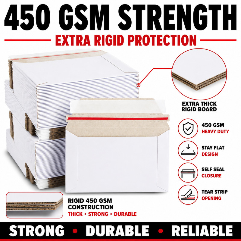 5x5 Rigid Photo Mailers Self Seal Stay Flat Cardboard Envelopes 450 GSM gallery