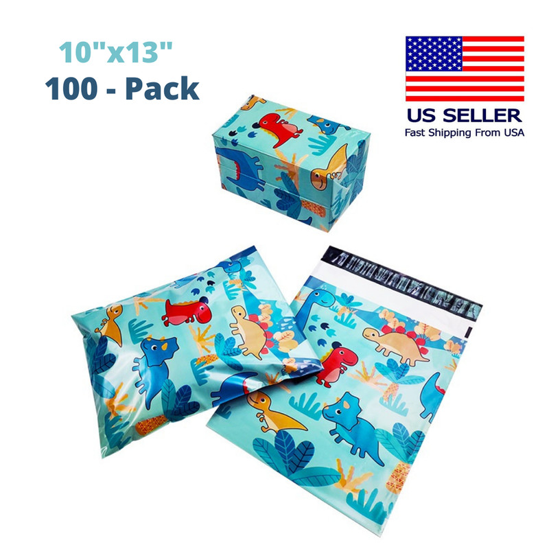 Dinosaur Poly Mailers, 10×13 In Self-Seal Cute Shipping Bags 100pc – US seller