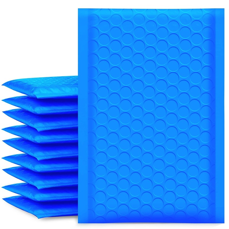 Bubble Mailers 4×8 Inch Blue 50 Pack Usable Size 4×7 Padded Envelope Small Bu…