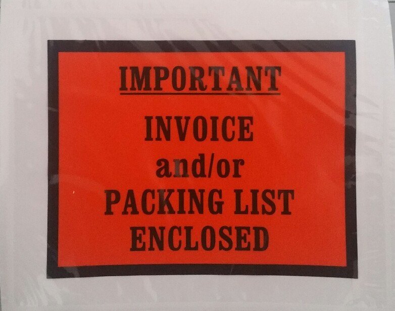 “Important Packing List/Invoice Enclosed” Envelopes Full Face 4 1/2 X 5 1/2 50Ct