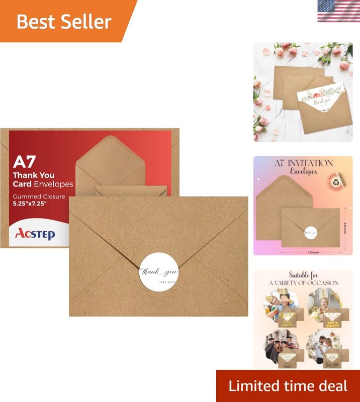 Elegant 5.25×7.25 Brown Kraft Envelopes – 100 Pcs, Ideal for Invitations & Cards