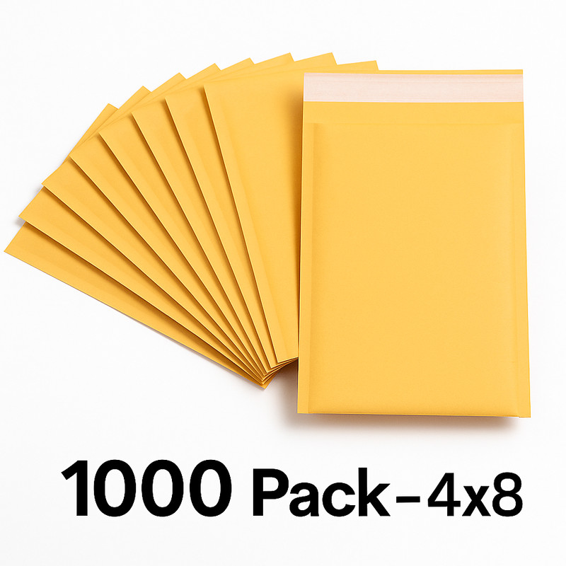 1000 4x8 Kraft Padded Bubble Mailers Shipping Envelopes Bulk Wholesale