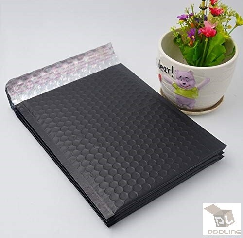 100 #0 Matte Metallic Black Poly Bubble Mailers Envelopes 6.5×10 DVD Wide CD