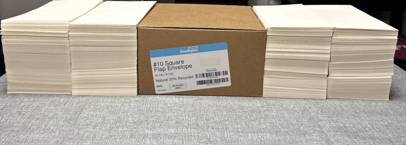 Business Envelopes 80lb #10 LUX 4 1/8" x 9 1/2" Square Flap Quantity = 900