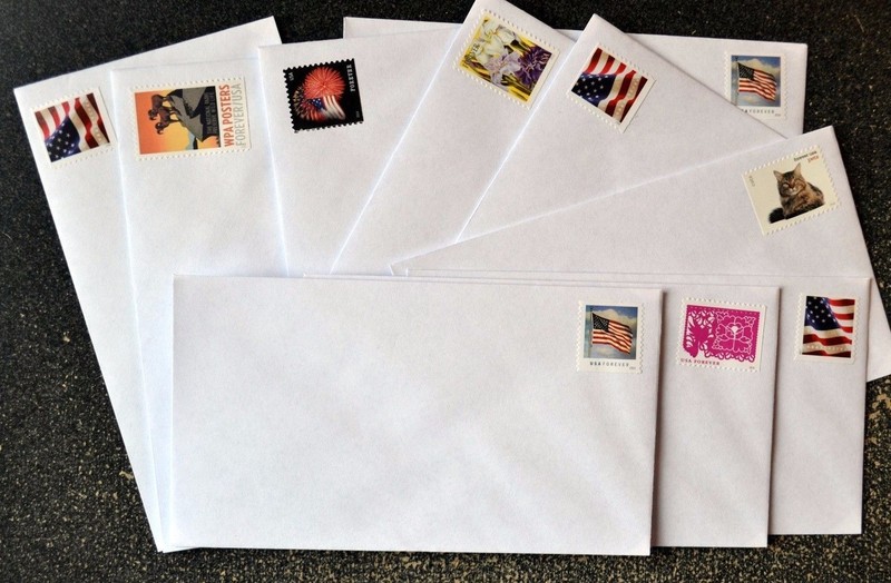 (10) Forever Stamped Envelopes #6 3/4 White Security Tint Standard Size Gummed