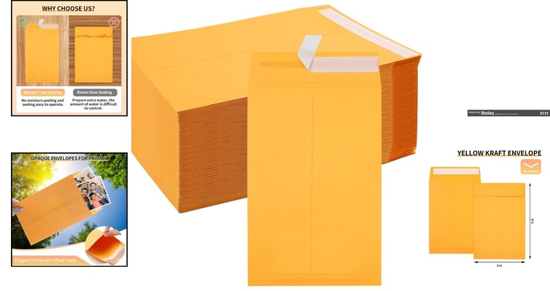 Versatile 6x9 Yellow Envelopes - 48 Pack, Self-Seal for Documents & Invitations gallery
