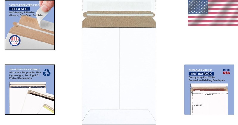 6x8 StayFlat Mailers - 100 Self-Sealing Chipboard Envelopes for Safe Shipping gallery