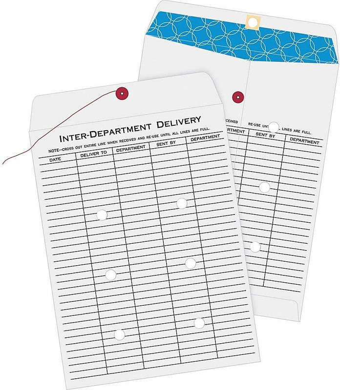 Inter-Department Envelopes, String-And-Button, White, 1 X 13, 1 per Box, (63663)