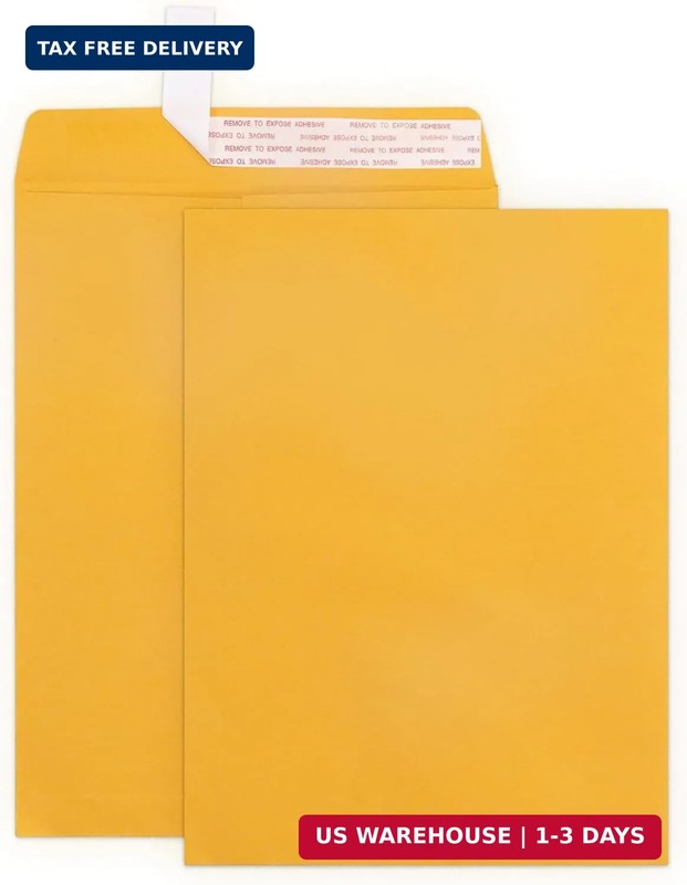 Goefun 9×12 Manilla Envelopes Self Seal, 100 GSM Brown Kraft Large Envelopes for