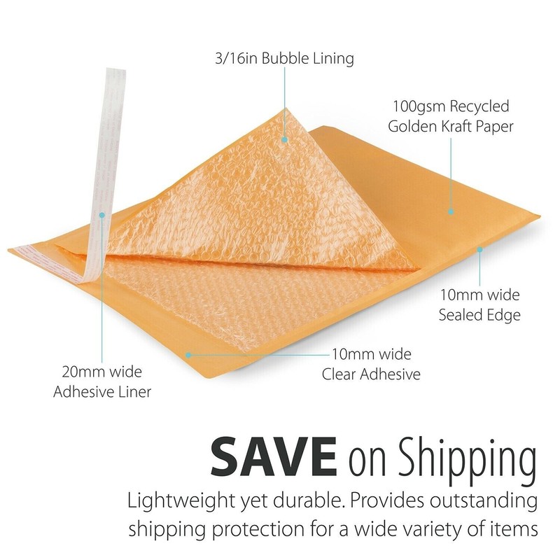 Fosmon #6 12x16 Large Wide Self Seal Kraft Thick Bubble Padded Envelope Mailer gallery