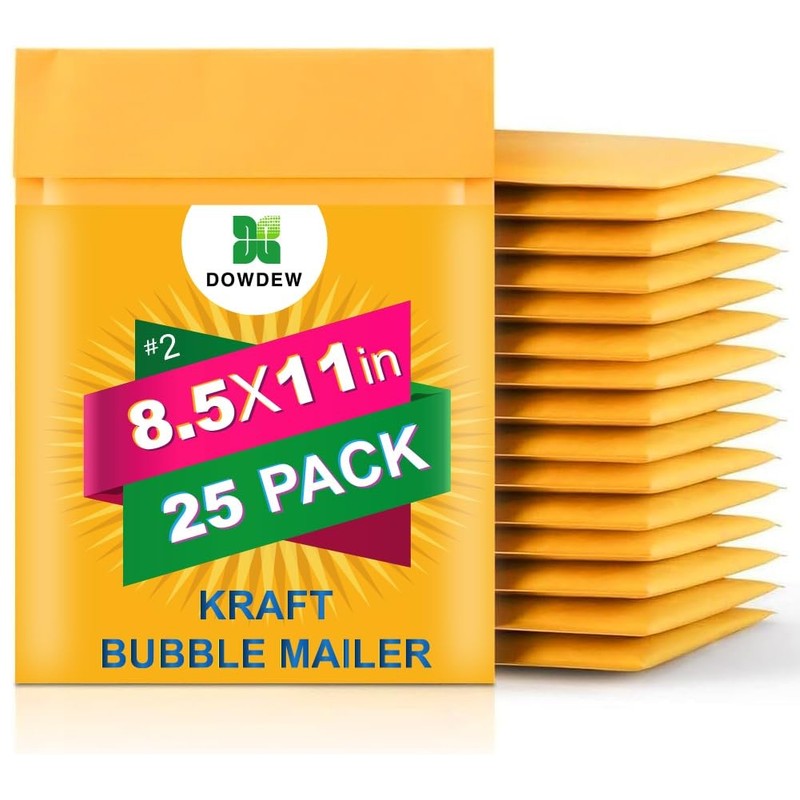 Kraft Bubble Mailers [25 Pack] Mailing Packing Envelopes #2 (8.5″ x 11″)