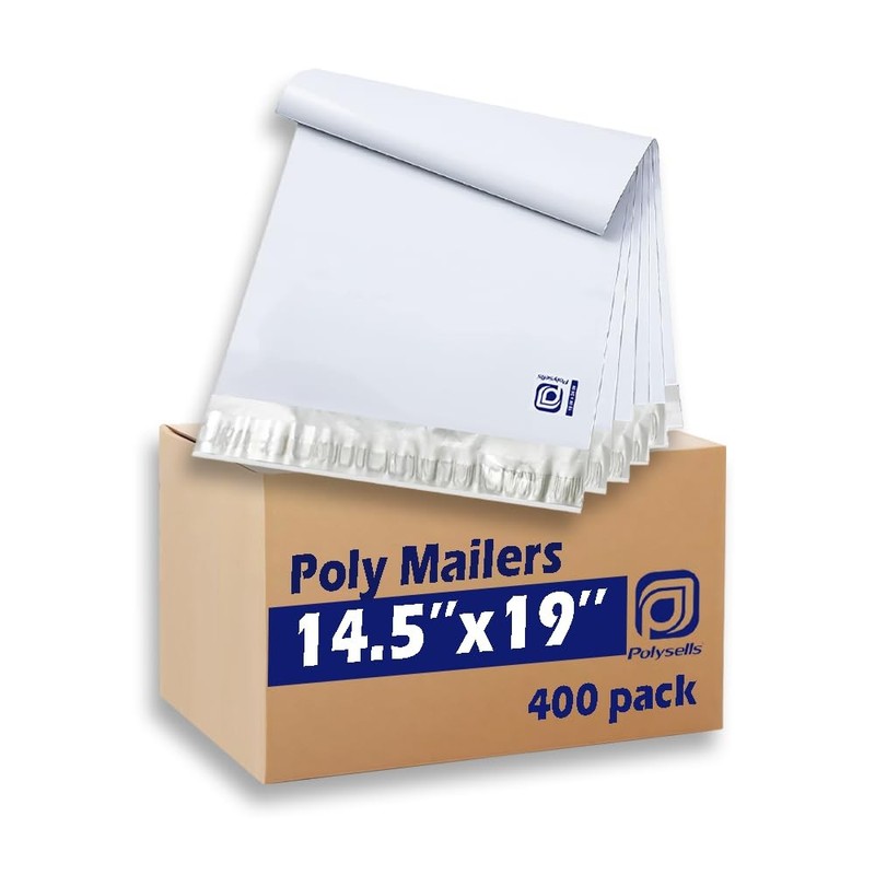 400 pcs 14.5×19 Inches White x Silver Poly Mailers Shipping Envelopes, Strong…