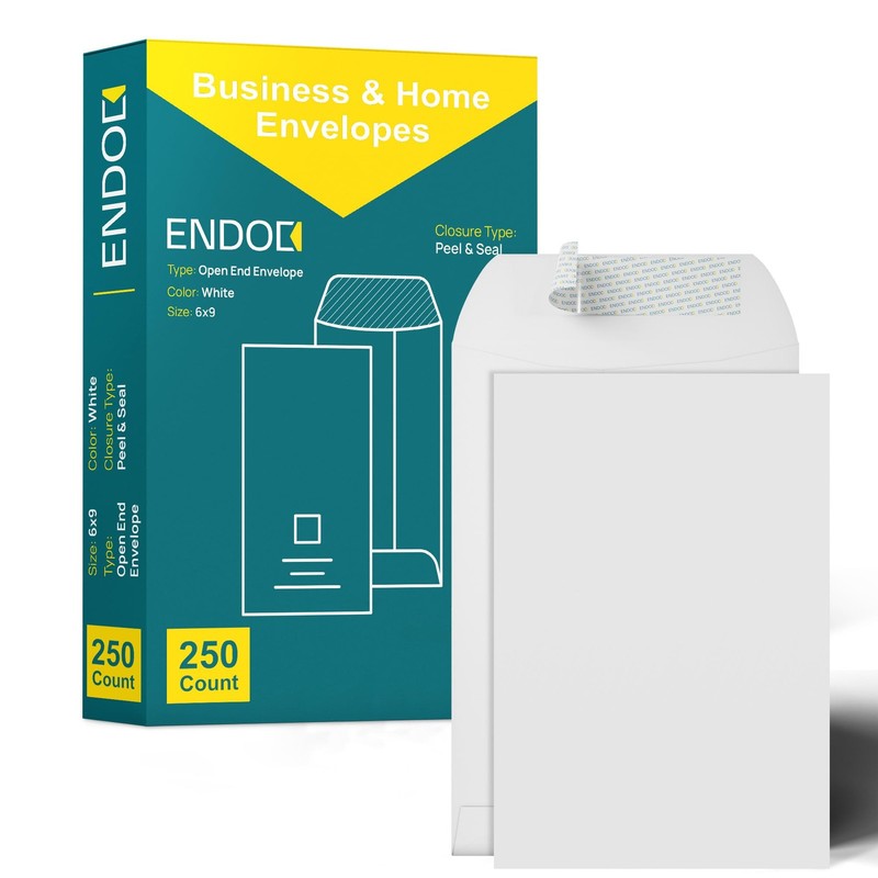 6×9 Open End Self Seal Envelopes – 250 Pack – Bright White 28lb Paper Peel & …