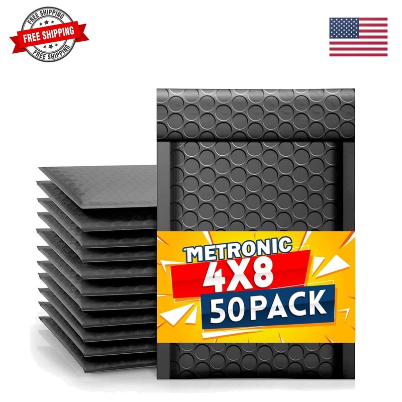 4×8 Inch Bubble Mailer 50 Pack,Black Bubble Mailers, Waterproof Self Seal Adh…