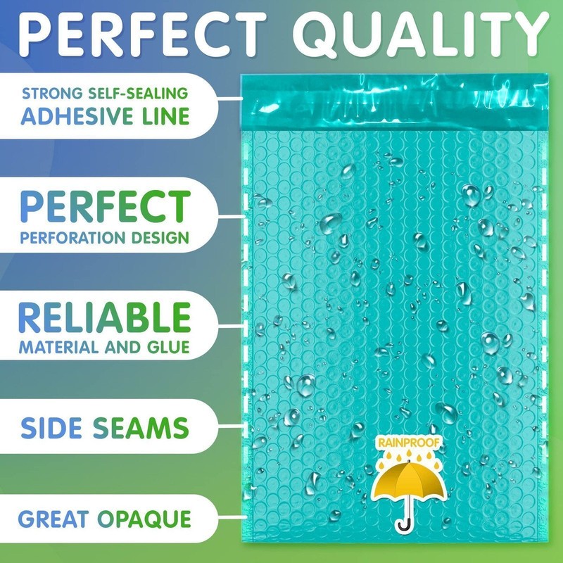 25 pcs Teal Poly Bubble Mailers 5" x 9" Self Sealing Cushion Padded Envelopes gallery
