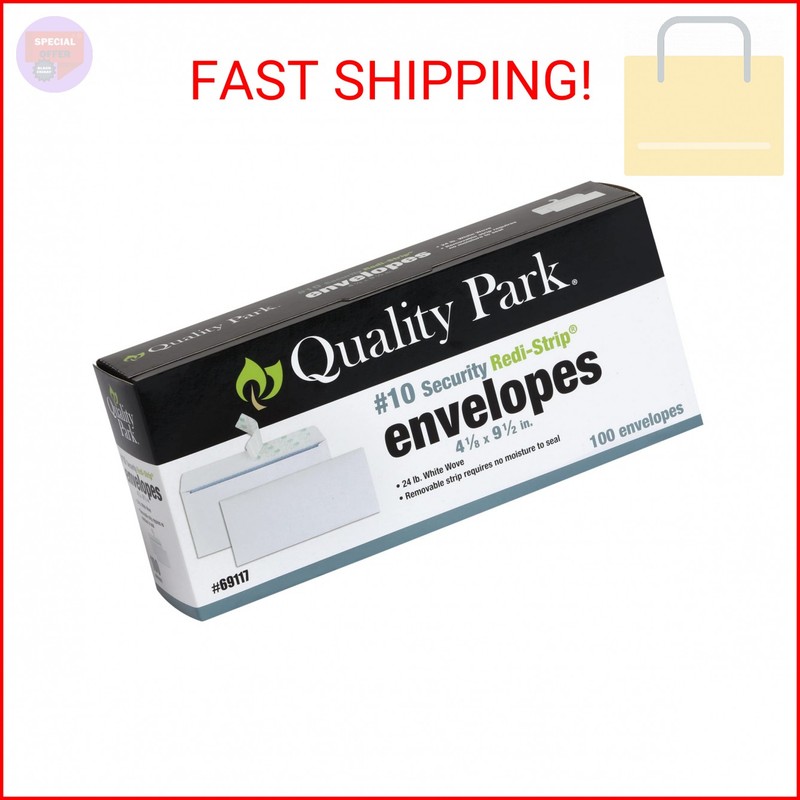Quality Park #10 Security Envelopes, No Window, Redi-Strip Self Seal Envelopes,