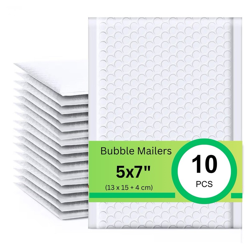 10 Pack Bubble Mailers 5×7 Inch White Usable Size 4×6” Envelope Shipping Mailers