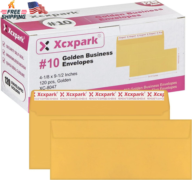 Xxcxpark 120 PCS #10 Golden Self Seal Kraft 4-1/8 X 9-1/2 Inches Security Envelo gallery