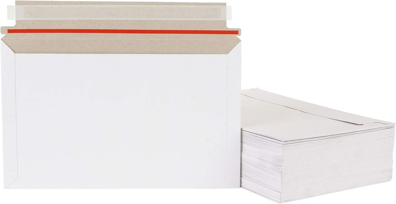 100 Pack Rigid Mailers 6 X 10 Stay Flat Mailer White Self Seal Cardboard Paper E