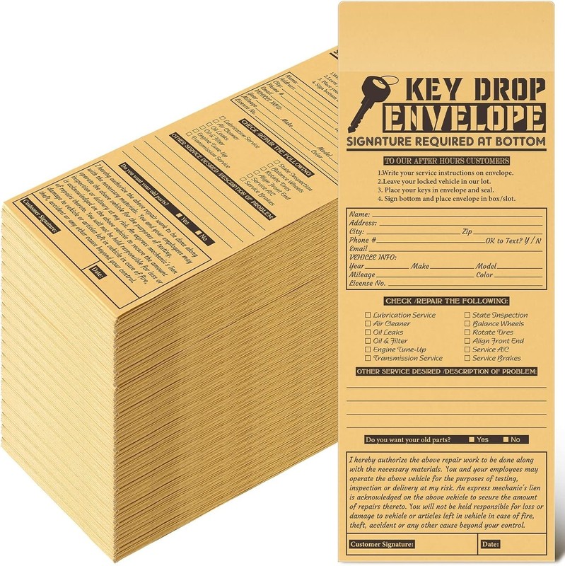500 Classic Kraft Drop Key Envelopes - Essential for Auto Repair and Mechanics gallery
