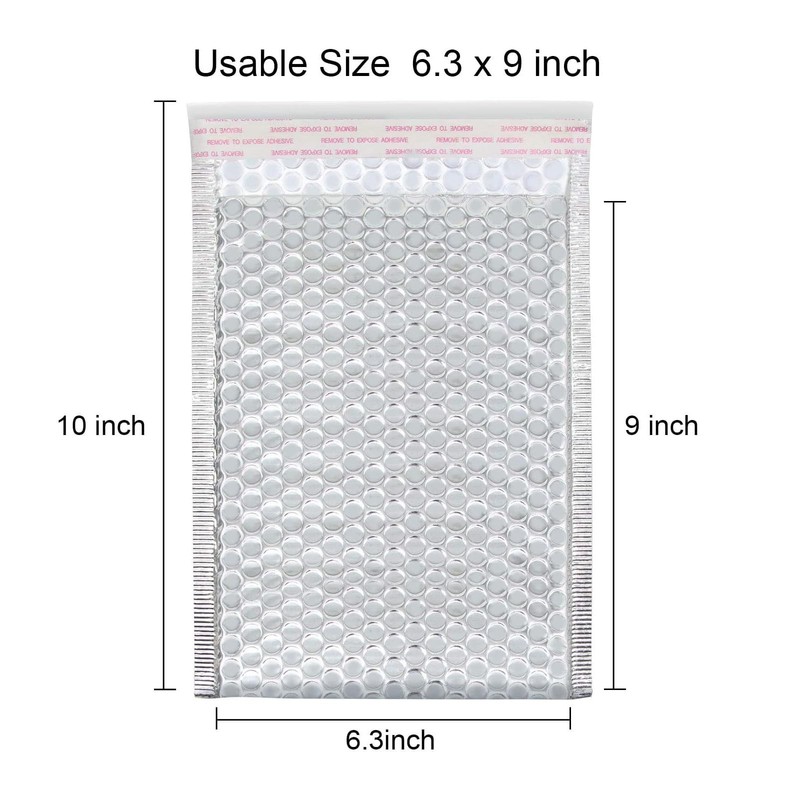 YUENPUN 50 Pack 7 x 9 Inch Metallic Bubble Mailers, Silver Padded Mailing Env... gallery