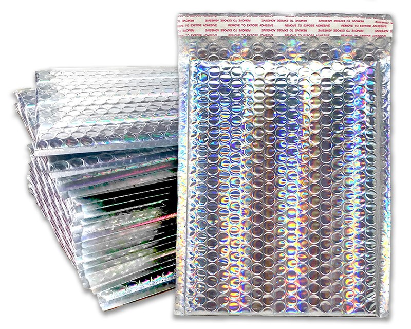 3 Sizes, 4x8, 6X10, 8X12 Assorted Combo Pack Padded Metallic Bubble Mailers Poly gallery