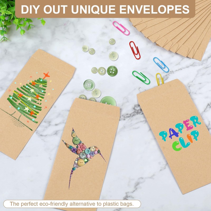 120 PCS Money Envelopes for Cash Kraft Paper, 6.5”x3.2” Small Cash Envelopes New gallery
