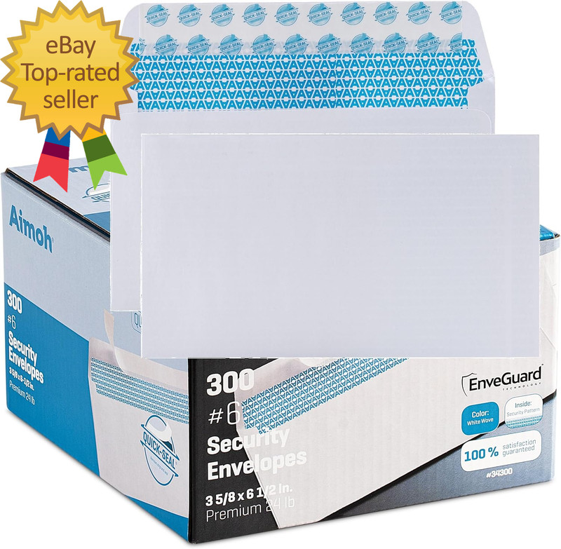 300#6 3/4 Security Tinted Self-Seal Envelopes No Window, Enveguard Size 3-5/8 X