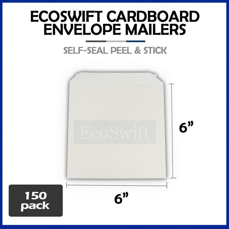 150 – 6″ x 6″ EcoSwift White CD/DVD Photo Ship Flats Cardboard Envelope Mailers
