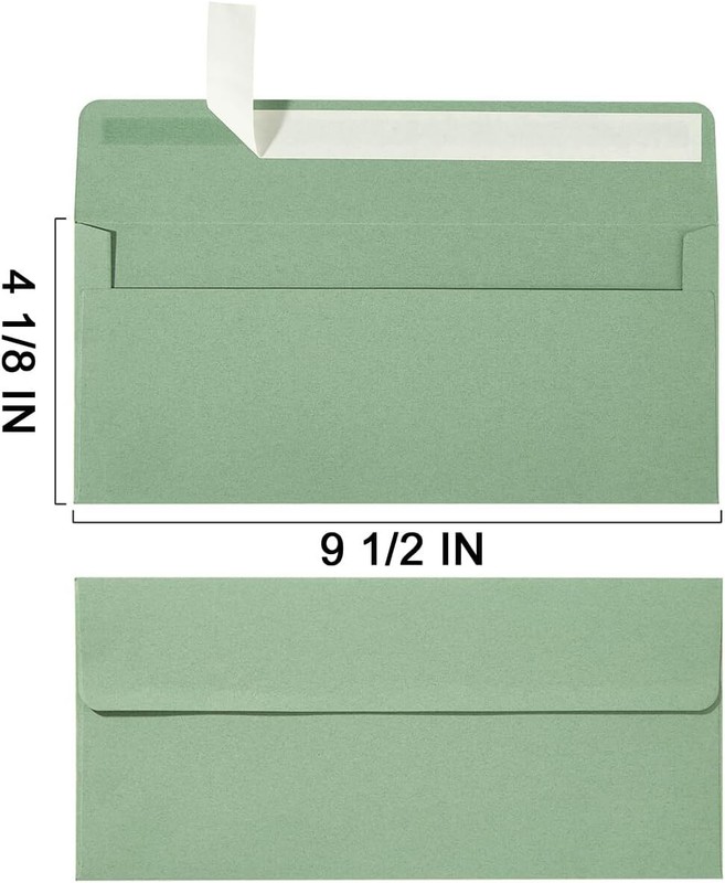 Wishop 100 Pack Sage-Green #10 Business Envelopes Self Seal Standard Envelopes f gallery