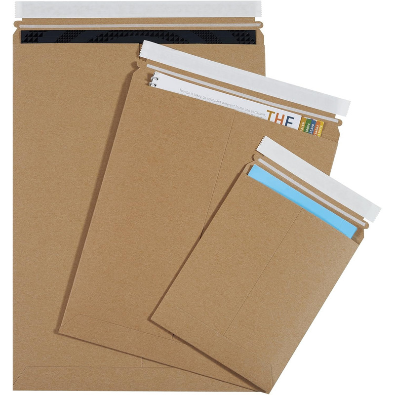 6 X 8' Stayflats Brand Rigid Flat Mailers, Kraft (Pack of 100) Photo Document Ma gallery