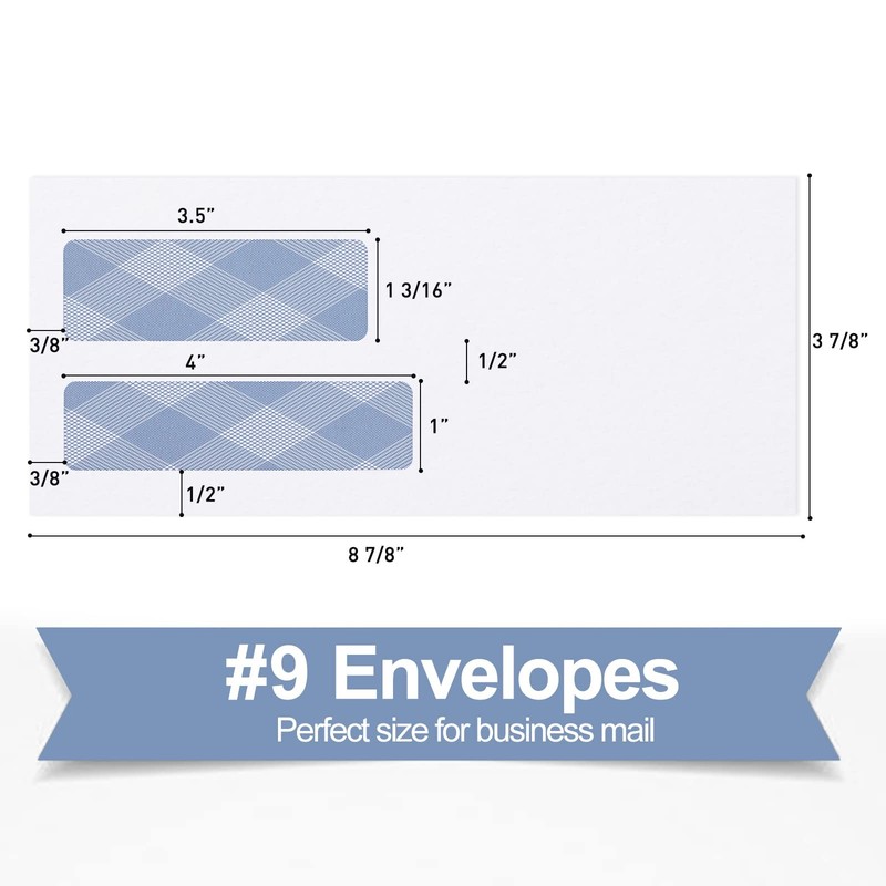 500#9 Double Window Security Envelopes, NO.9 Self Seal White Envelopes Design... gallery