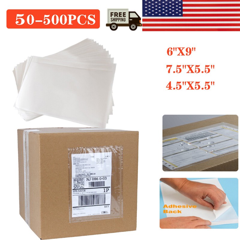 7.5”x5.5” 6”x9” Clear Packing List Invoice Shipping Label Self Envelopes Pouches