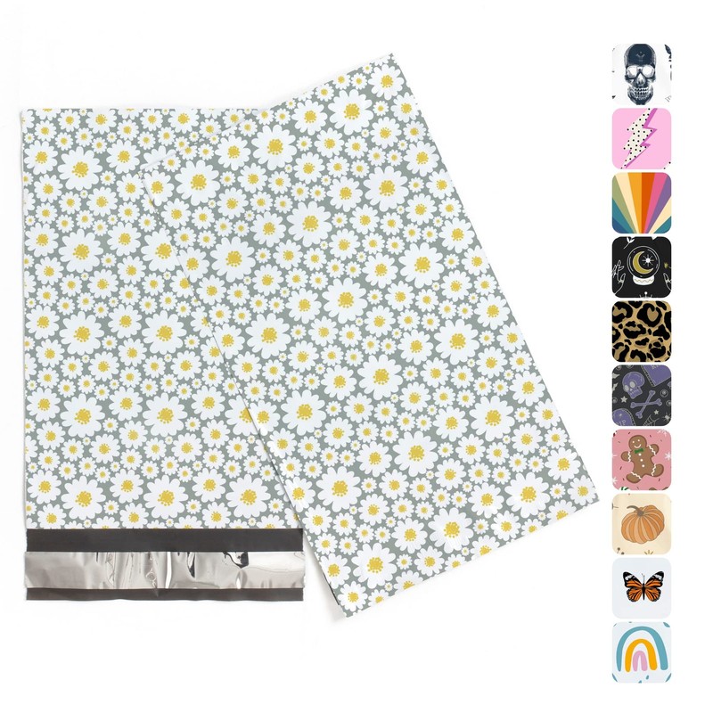 100 Pack 6×9 Poly Mailers Floral Daisy Waterproof Shipping Bags Floral