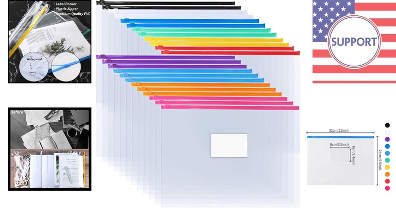 Effortless Storage: 24 Waterproof Plastic Envelopes in 10 Eye-Catching Colors gallery