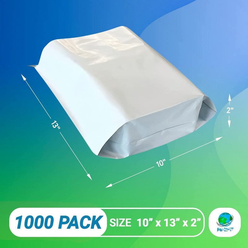 Gusseted Mailer 10 x 13 x 2 White Poly Mailers 1000 Pack gallery