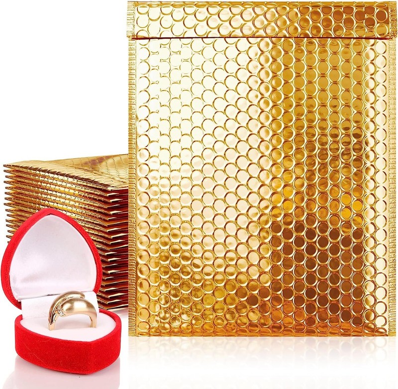 250 6.5×9 Glamour Metallic Gold Poly Bubble Mailers Envelopes Bags