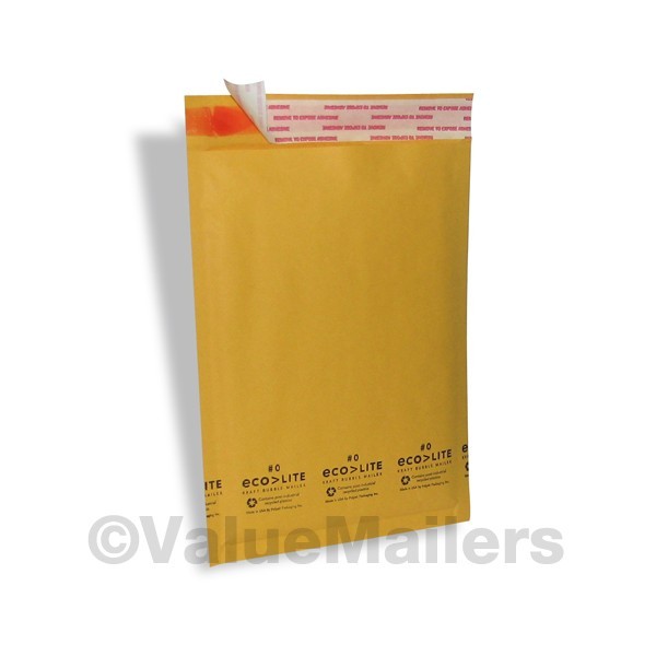 100 #0 KRAFT ECOLITE 6.5×10 BUBBLE MAILERS PADDED ENVELOPES MAILING BAGS CD DVD