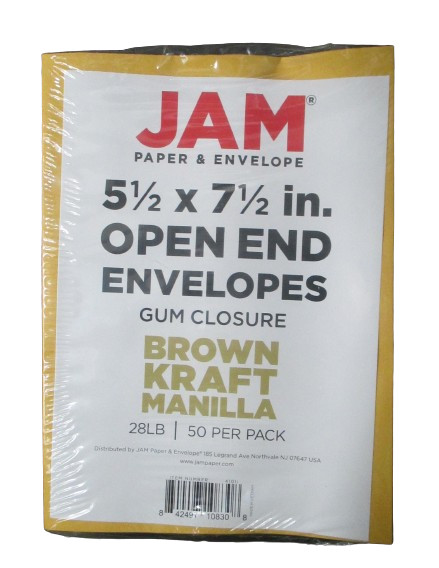 Jam Open End Catalog Kraft Manilla Envelope Gum Closure 28lbs 5 1/2"x7 1/2" gallery