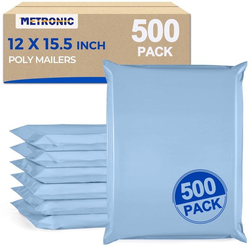 Poly Mailers 12×15.5 500pcs, Medium Size Shipping Bags for Clothes Bulk, Self…