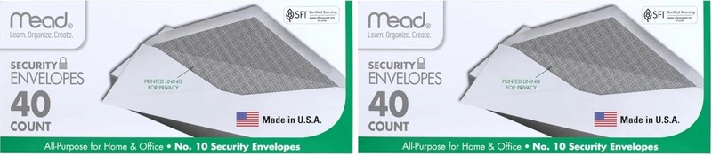 Mead #10 Envelopes, Letter Size, 4-1/8″ x 9-1/2″, Security Printed Lining for Pr