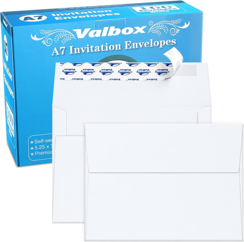 5X7 Envelopes for Invitation 100 Qty A7 Envelopes Self Seal White, Printable Pap gallery