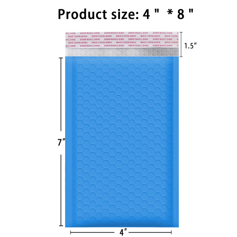 #000 4x8 (4x7) Poly Bubble Padded Envelopes Mailer Shipping Bags LT Blue 200 PCS gallery