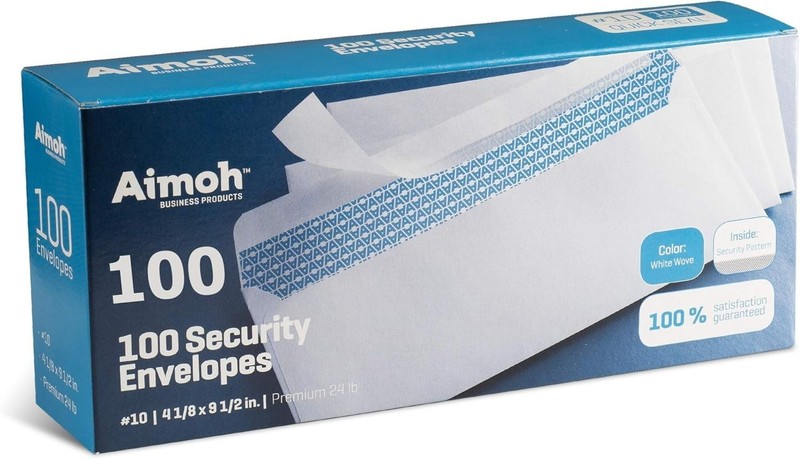 Security Self Seal Envelopes – 100 Qty |No Window, EnveGuard, 4⅛ x 9½", White... gallery